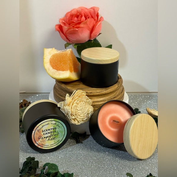 GRAPEFRUIT ROSE, SCENT UNLEASHED LUXURY HAND POURED SCENTED CANDLES - Picture 2 of 3